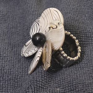 Unique Black and Cream Statement Elastic Ring